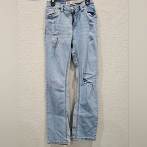Levi's Light Wash Straight Jeans with Ripped Detail